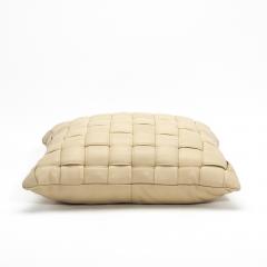 Modern Cream Woven Leather Decorative Pillow - 4207795