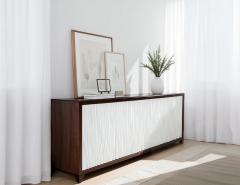 Modern Credenza Cabinet with Textured Wave Front - 4220453