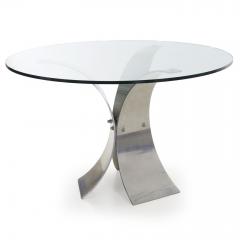 Modern Curved Aluminum and Glass Center Table c 1970s - 830978