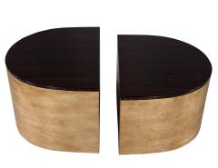 Modern Curved Macassar Cocktail Accent Tables in Antiqued Silver Leaf - 2920354