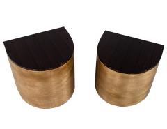Modern Curved Macassar Cocktail Accent Tables in Antiqued Silver Leaf - 2920360