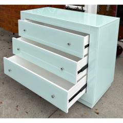 Modern Designer Blue Glass Chest of Drawers Commode Nightstand - 4815464