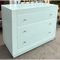 Modern Designer Blue Glass Chest of Drawers Commode Nightstand - 4815469
