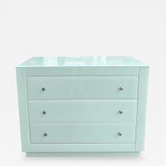 Modern Designer Blue Glass Chest of Drawers Commode Nightstand - 4818156