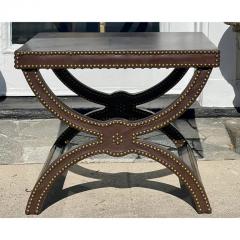 Modern Designer Curule Studded Leather Stool Bench or Side Table - 2893078