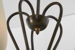 Modern Five Armed Browned Brass Chandelier Scandinavia Mid 20th Century - 4593233