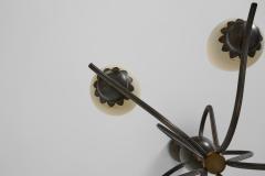 Modern Five Armed Browned Brass Chandelier Scandinavia Mid 20th Century - 4594476