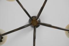 Modern Five Armed Browned Brass Chandelier Scandinavia Mid 20th Century - 4594478