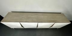 Modern Geometric Ceruse Oak Dresser Sideboard Cabinet White Lacquered  - 2966224