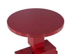 Modern Geometric Round Accent Table in Ruby Lacquer Finish - 3482560