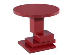 Modern Geometric Round Accent Table in Ruby Lacquer Finish - 3482561