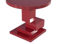 Modern Geometric Round Accent Table in Ruby Lacquer Finish - 3482563