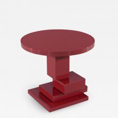 Modern Geometric Round Accent Table in Ruby Lacquer Finish - 3483674