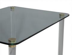 Modern Glass Dining Table on Brass Capped Lucite Legs - 1994948