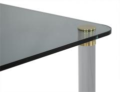 Modern Glass Dining Table on Brass Capped Lucite Legs - 1994949