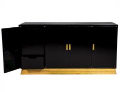 Modern Gold Leaf and Black Lacquer Buffet Console Cabinet with Stone Top - 1998448