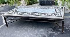 Modern Greek Key Pietra Dura Inlaid Iron Coffee Table - 2346317