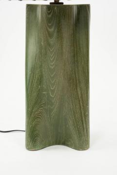 Modern Green Dyed Carved Wood Table Lamp - 2851867