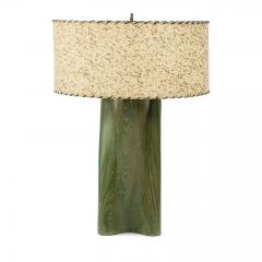 Modern Green Dyed Carved Wood Table Lamp - 2851868