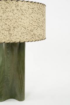 Modern Green Dyed Carved Wood Table Lamp - 2851869