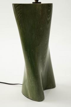 Modern Green Dyed Carved Wood Table Lamp - 2851872