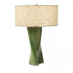 Modern Green Dyed Carved Wood Table Lamp - 2851876