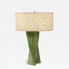Modern Green Dyed Carved Wood Table Lamp - 2854084