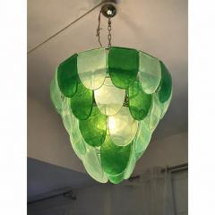 Modern Green Petals Murano Style Glass Chandelier - 4754873