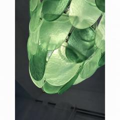 Modern Green Petals Murano Style Glass Chandelier - 4754874