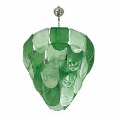 Modern Green Petals Murano Style Glass Chandelier - 4754879