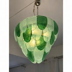 Modern Green Petals Murano Style Glass Chandelier - 4754882