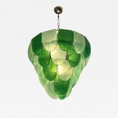 Modern Green Petals Murano Style Glass Chandelier - 4759309