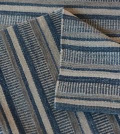 Modern Handwoven Blue Striped Flatweave Rug - 2351993