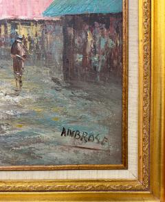 Modern Impressionist European City Street Oil on Canvas by Ambrose Signed - 3701391
