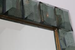 Modern Italian Aqua Green Faceted Glass Mirror - 433228