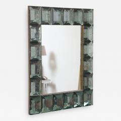 Modern Italian Aqua Green Faceted Glass Mirror - 433460