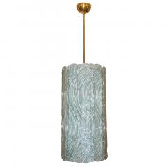 Modern Italian Aquamarine Crystal Murano Glass Tall Brass Lantern Chandelier - 1088222