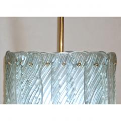 Modern Italian Aquamarine Crystal Murano Glass Tall Brass Lantern Chandelier - 1088223