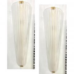 Modern Italian Art Deco Design Iridescent Frosted White Murano Glass Sconces - 3431585