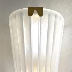 Modern Italian Art Deco Design Iridescent Frosted White Murano Glass Sconces - 3431594