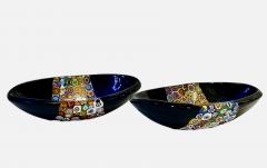 Modern Italian Black White Red Blue Green Murano Art Glass Mosaic Catch All Bowl - 3312818