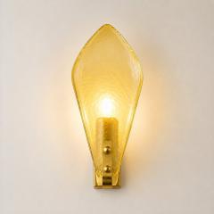 Modern Italian Champagne Sanded Leaf Murano Glass Wall Sconces 4 Piece Set - 4754768