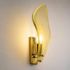 Modern Italian Champagne Sanded Leaf Murano Glass Wall Sconces 4 Piece Set - 4754769