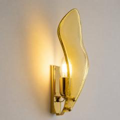 Modern Italian Champagne Sanded Leaf Murano Glass Wall Sconces 4 Piece Set - 4754770