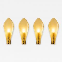 Modern Italian Champagne Sanded Leaf Murano Glass Wall Sconces 4 Piece Set - 4759281
