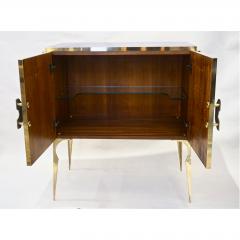 Modern Italian Custom Art Deco Royal Pink Glass Brass Edge Cabinet Bar - 2110766