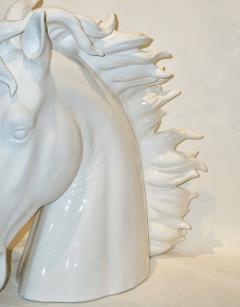 Modern Italian Design Oversized Black and White Ceramic Horse Head Sculptures - 633768