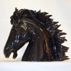 Modern Italian Design Oversized Black and White Ceramic Horse Head Sculptures - 633773