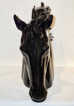 Modern Italian Design Oversized Black and White Ceramic Horse Head Sculptures - 633775