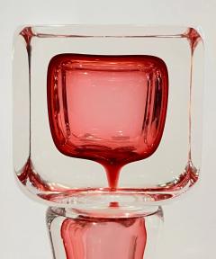 Modern Italian Fuchsia Coral Pink Crystal Murano Glass Set of 2 Tall Bottles - 4238222